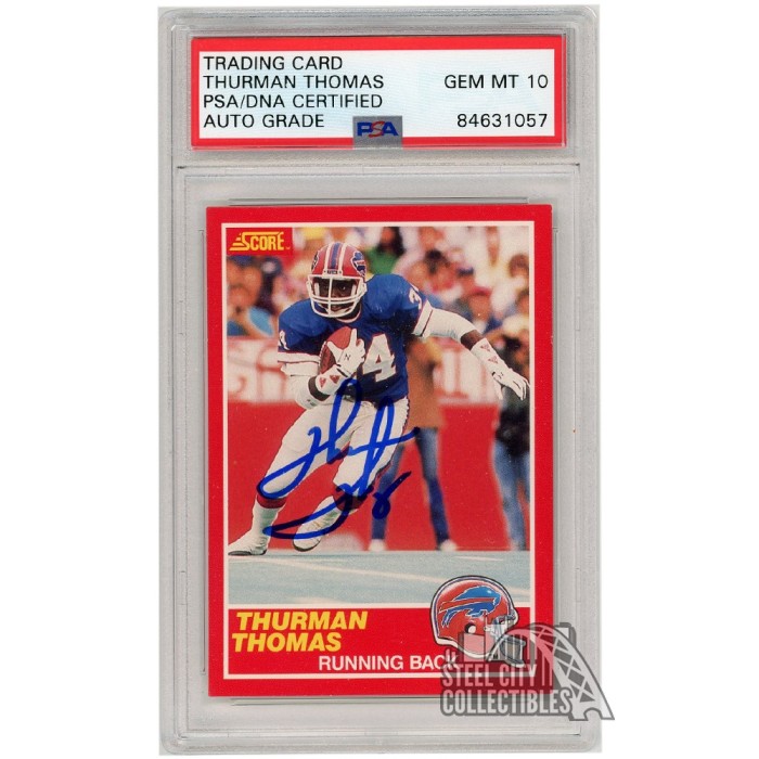 Thurman Thomas 1989 Score Autograph Rookie Card #211 PSA/DNA 10