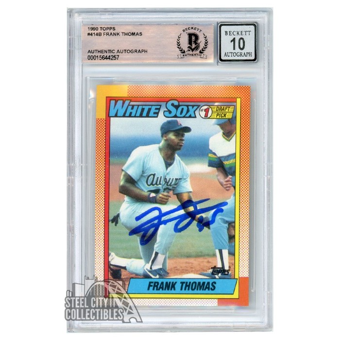 Frank Thomas 1990 Topps Autograph Rookie Card 414B BAS 10 Steel City