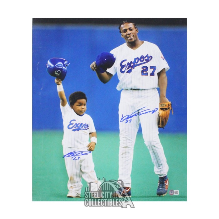 Vladimir Guerrero Autographed Texas Mitchell & Ness Blue Baseball Jersey - BAS (XL)