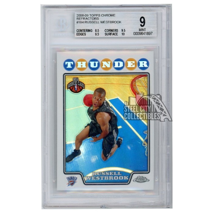 Russell Westbrook 2008-09 Topps Chrome Refractors Rookie Card #184 BGS ...