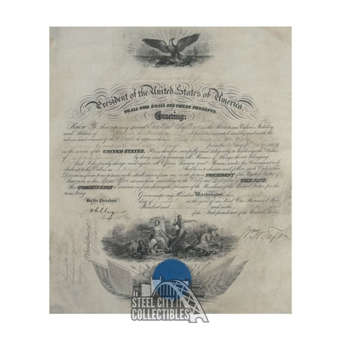 William Howard Taft Autographed 1909 Appointment Document - JSA LOA ...