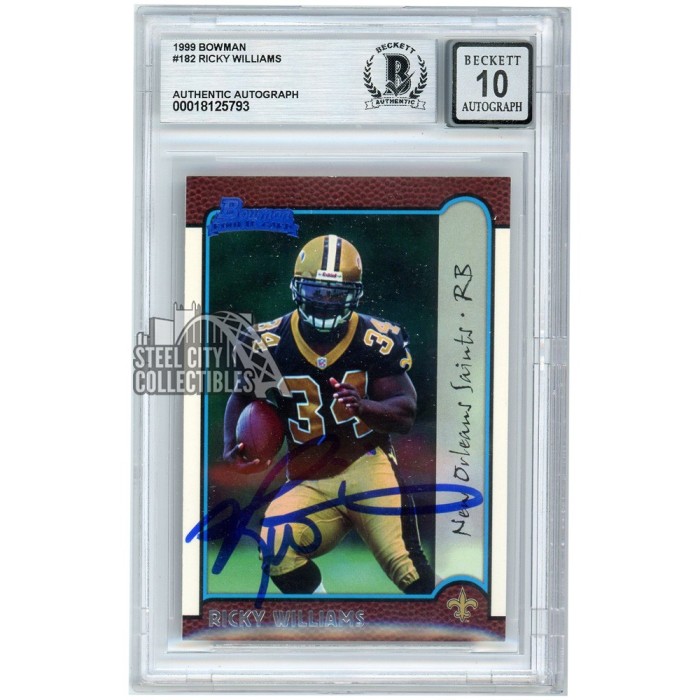 タレントカード Louis Ricky Williams 1999 Bowman Rookie Autograph Card #182 BAS 10