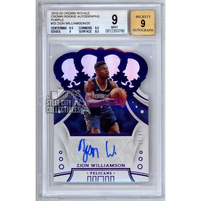 Zion Williamson 2019-20 Panini Crown Royale Purple Rookie Auto