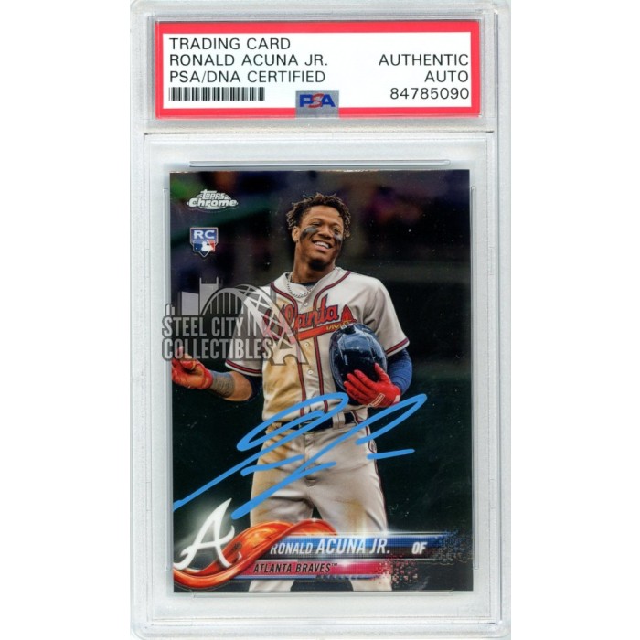 Ronald Acuna Jr 2018 Topps Chrome Update Series RC Autograph #HMT25 PSA/DNA  (Light Blue)