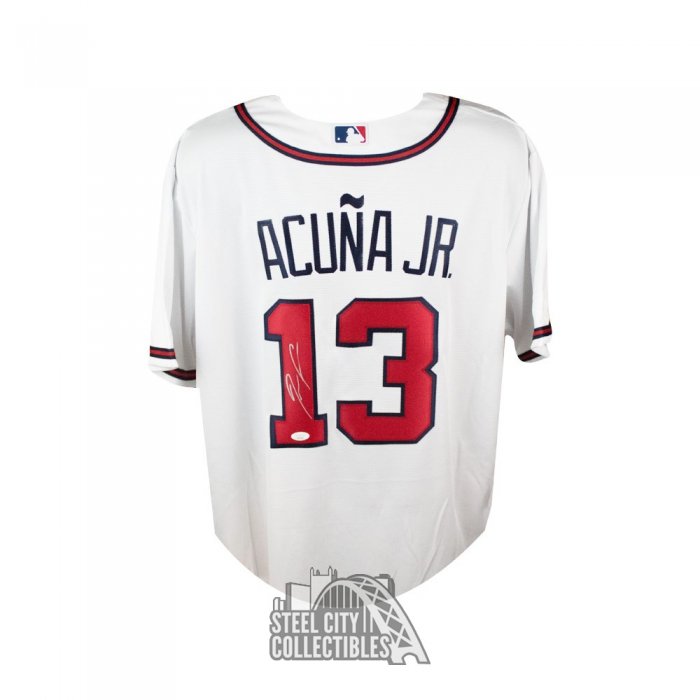 Ronald Acuna Jr. Signed Atlanta Braves Blue Baseball Jersey JSA COA