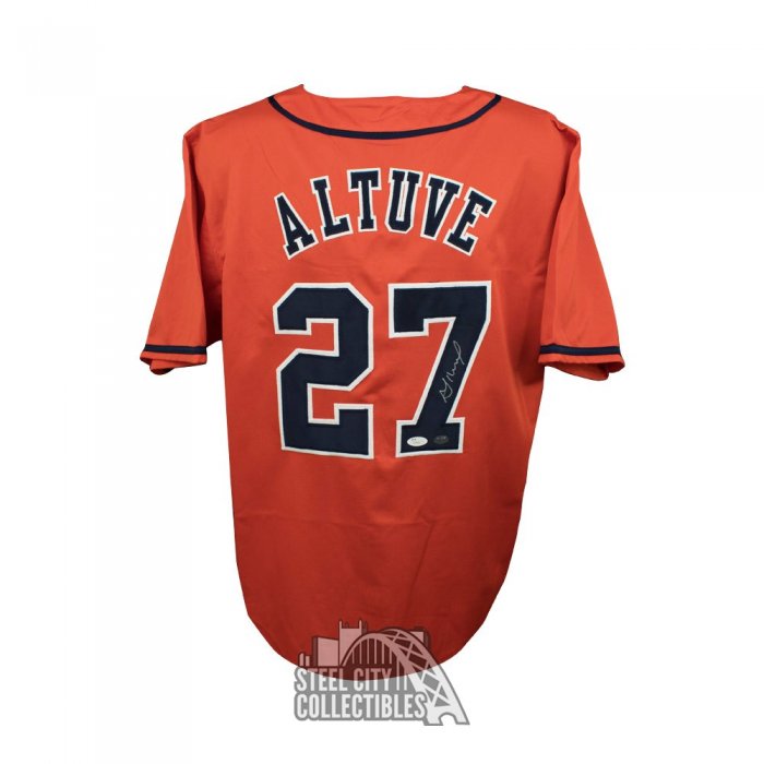 Jose Altuve Autographed Houston Custom Orange Baseball Jersey - JSA COA