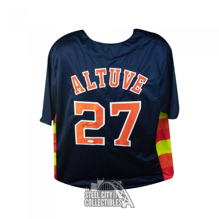 Jose Altuve Autographed Houston Navy Custom Baseball Jersey - JSA COA