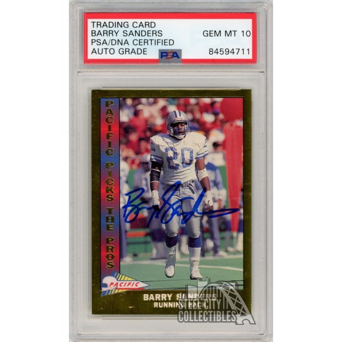 Barry Sanders 1991 Pacific Picks The Pros Autograph Card 11 PSA/DNA 10 Steel City Collectibles
