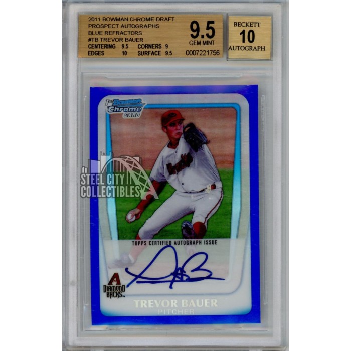 Trevor Bauer 2011 1st Bowman Chrome Blue Autograph Card 099