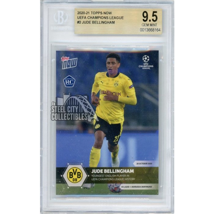 Jude Bellingham 2020-21 Topps Now UEFA Champions League Rookie Card #2 BGS  9.5 Gem Mint