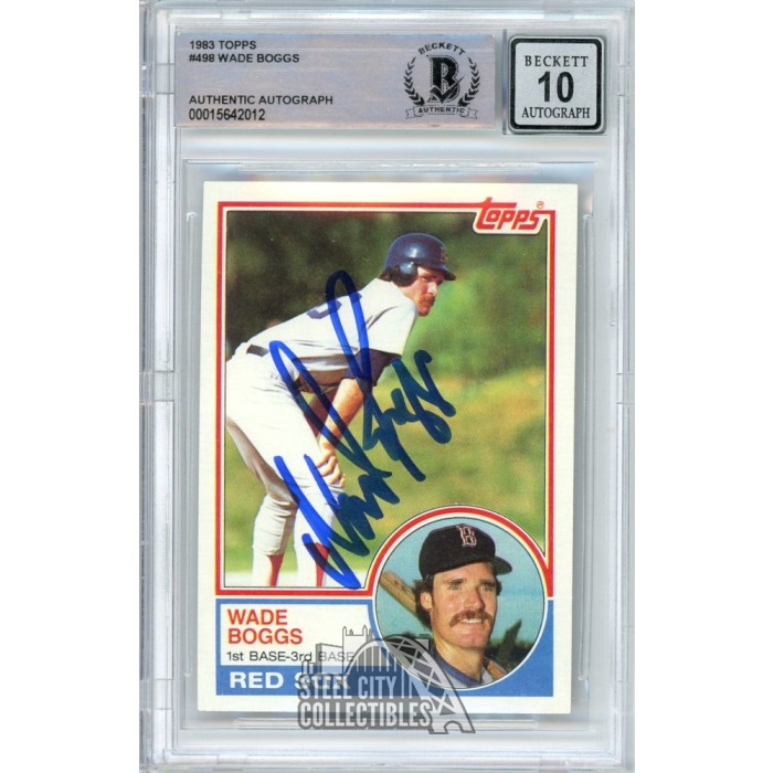 Wade Boggs 1983 Topps Autograph Rookie Card RC #498 BAS 10 | Steel