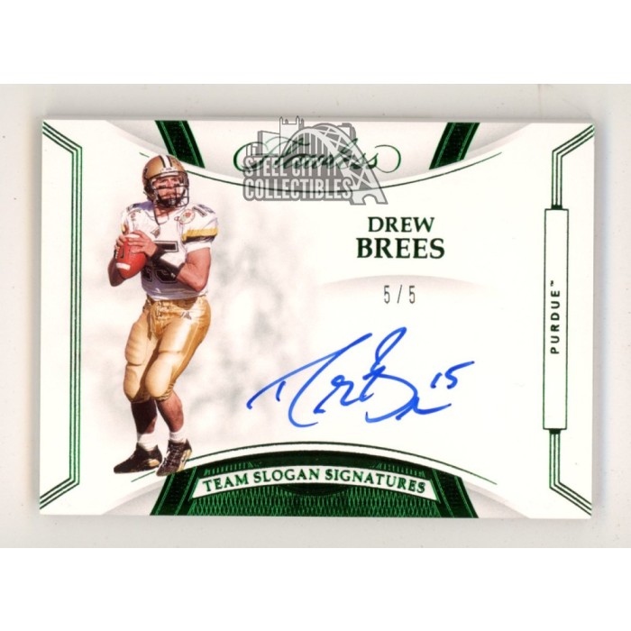 Drew Brees 2020 Panini Flawless Collegiate Emerald Autograph Card