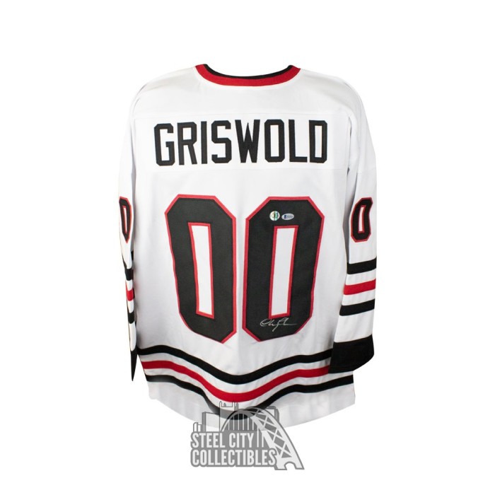 Chevy Chase Christmas Vacation Signed 11x14 Blackhawks Jersey Photo BAS Witness