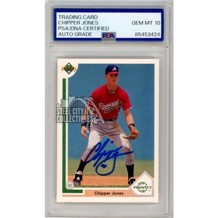 upper deck シフ　サインカード Chipper Jones 1991 Upper Deck Autograph Rookie Card #55 PSA