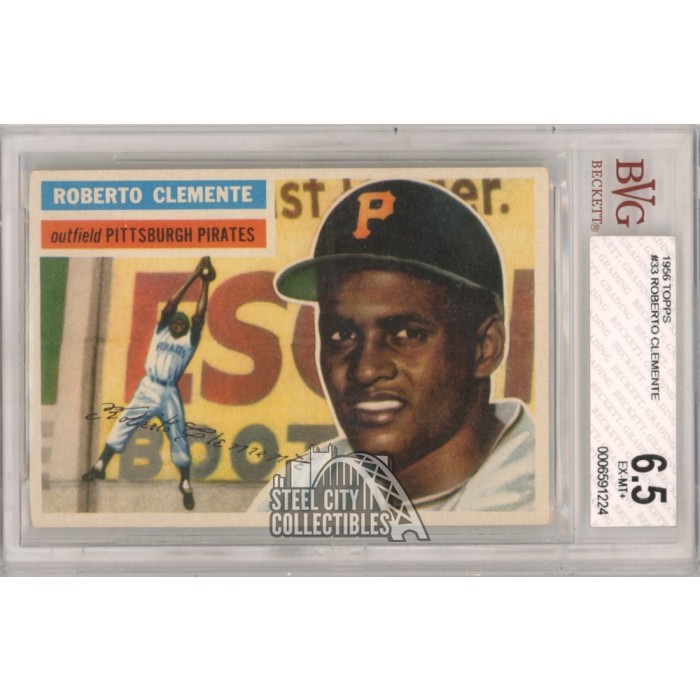 Roberto Clemente 1956 Topps Baseball Card #33 BVG 6.5 EX-MT+