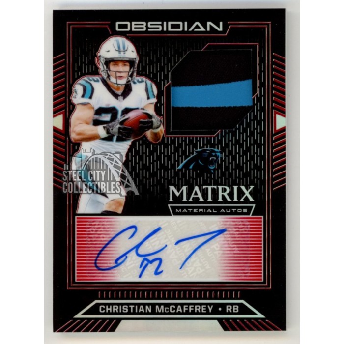 Christian McCaffrey 2019 Panini Obsidian Matrix Autograph Patch