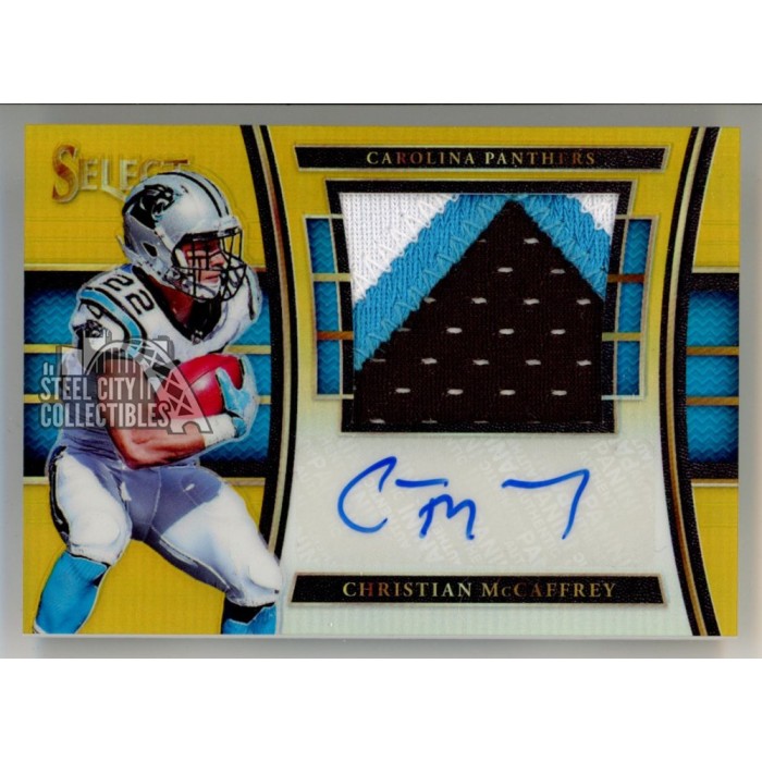 Christian McCaffrey 2017 Panini Select Gold Autograph Rookie Patch