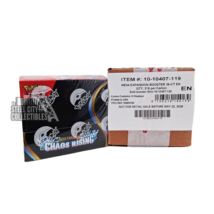 Pokemon Mega Evolution ME4 Chaos Rising Booster 6-Box Case | Steel City Collectibles Pokemon Mega Evolution ME4 Chaos Rising Booster 6-Box Case | Steel City Collectibles