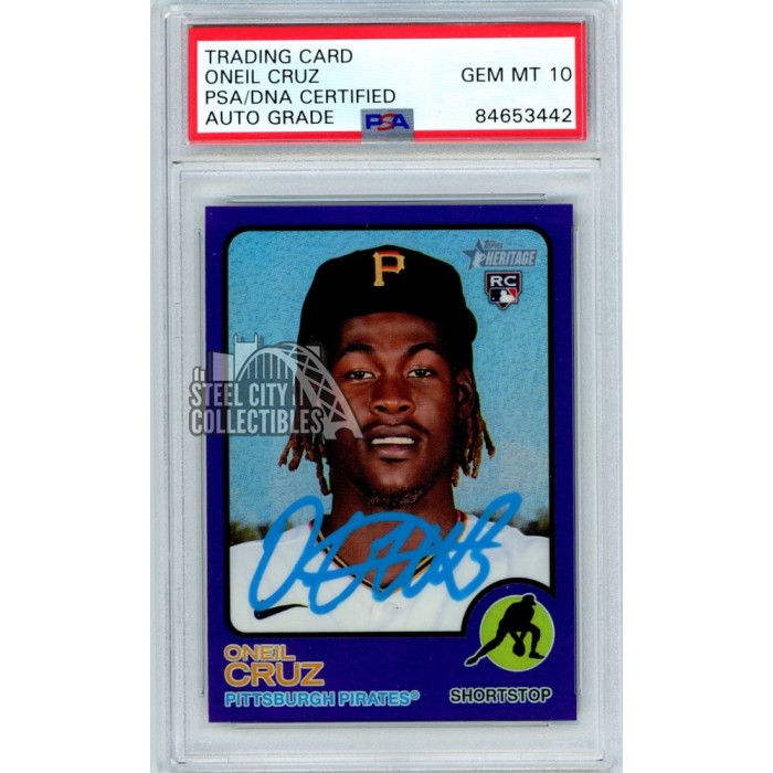 Oneil Cruz 2022 Topps Heritage Chrome Autograph Purple RC Card 157 PSA
