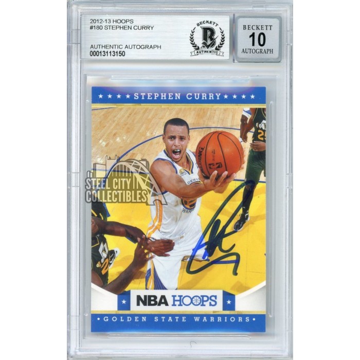 Stephen Curry 2012-13 Panini NBA Hoops Autograph Card #180 BAS 10