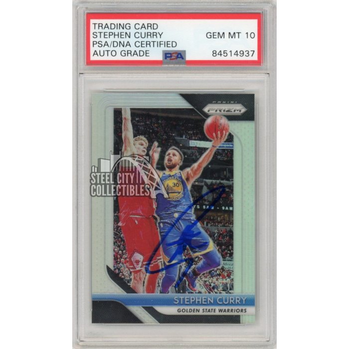 Stephen Curry 2018-19 Panini Prizm Autograph Silver Card #222- PSA