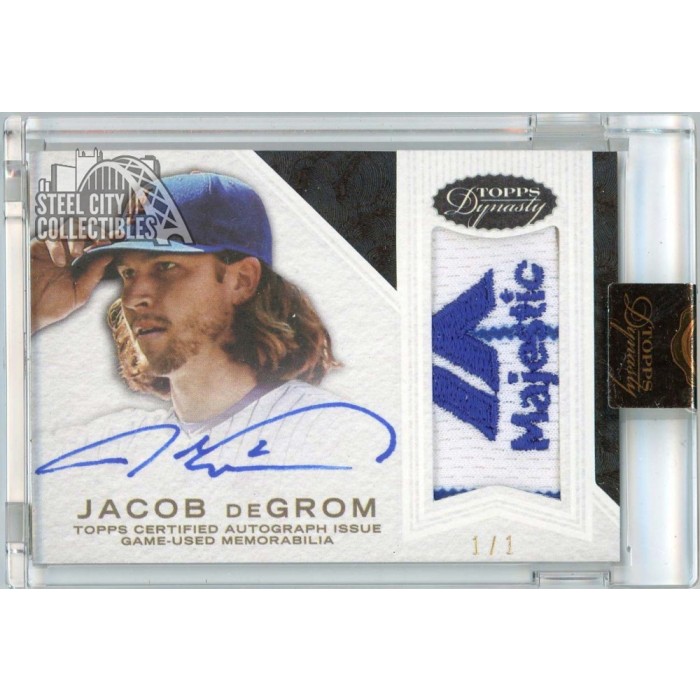 Jacob deGrom 2016 Topps Dynasty Majestic Logo Patch Autograph Card