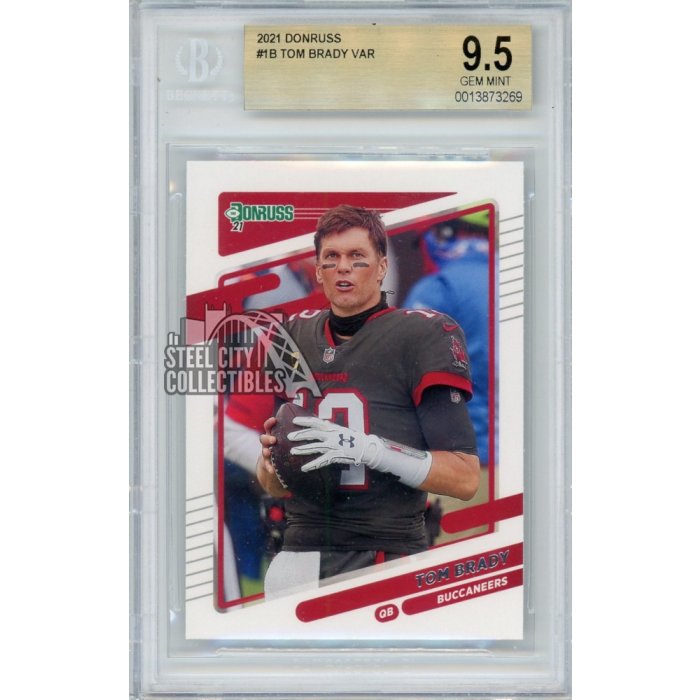 Tom Brady 2021 Panini Donruss Football Card 1B Variation BGS 9.5 Gem
