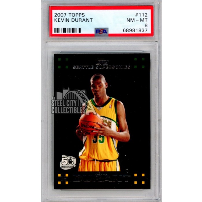 Kevin Durant 2007-08 Topps Basketball Rookie Card #112 PSA 8