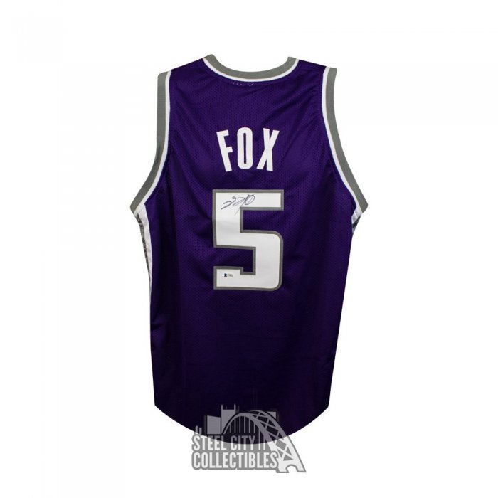 De'Aaron Fox Autographed Sacramento Custom Purple Basketball Jersey- BAS
