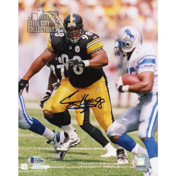 Casey Hampton Autographed Pittsburgh Steelers 8x10 Photo BAS COA