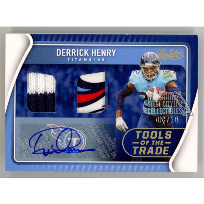 Derrick Henry 2021 Panini Absolute Autograph Dual Patch Card