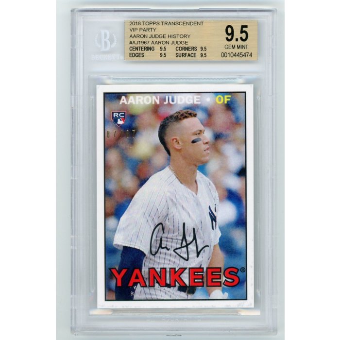 Aaron Judge 2018 Topps Transcendent VIP Party Rookie Card 87/87 BGS 9