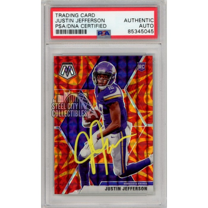 Justin Jefferson 2020 Panini Mosaic Reactive Red Autograph