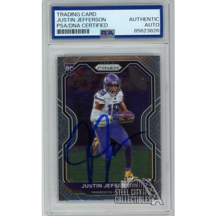 Justin Jefferson 2020 Panini Prizm Autograph Rookie Card #398 PSA