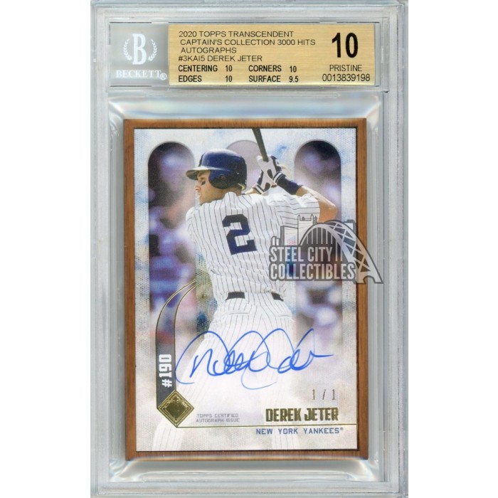 Derek Jeter 2020 Topps Transcendent Captain Final Season Glove Patch Autograph 3/3