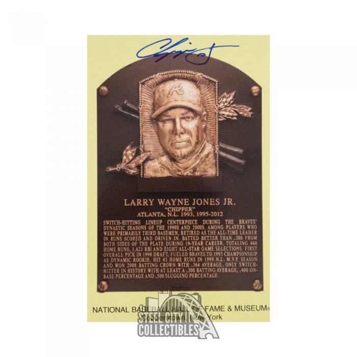 Chipper Jones Autographed Hall of Fame Plaque Postcard - BAS COA ...