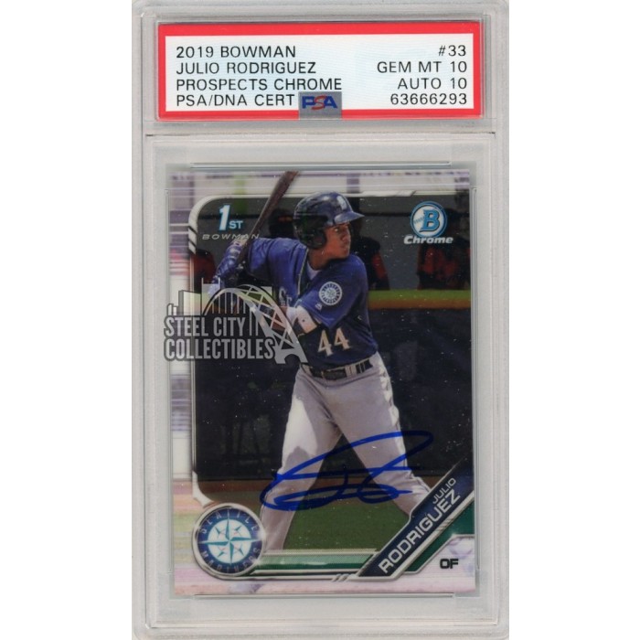Julio Rodriguez 2019 Bowman Chrome Prospects Auto Card #BCP33 PSA