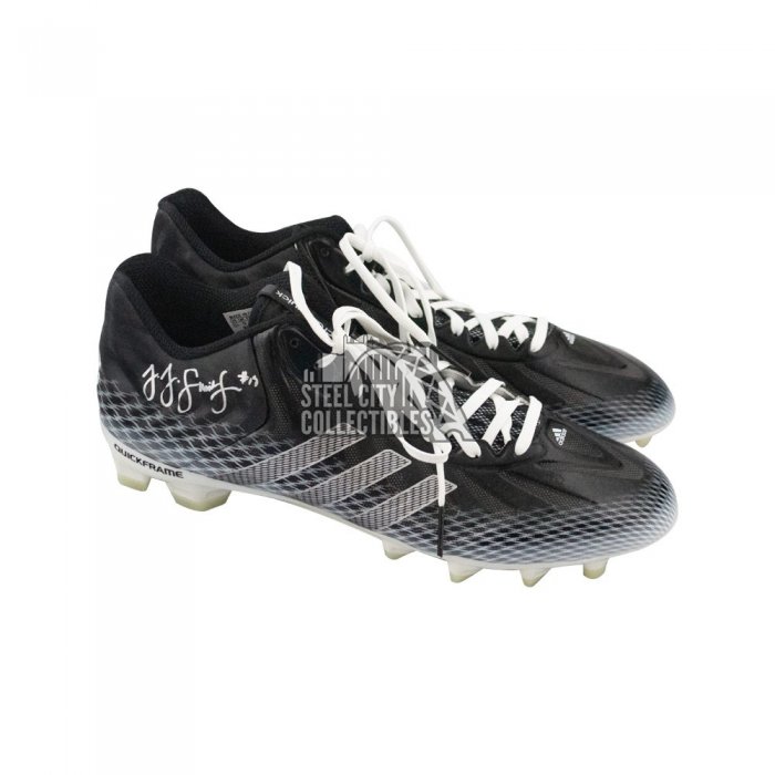 JuJu Autographed Adidas Quickframe Black and White Football Cleats - BAS COA | City Collectibles