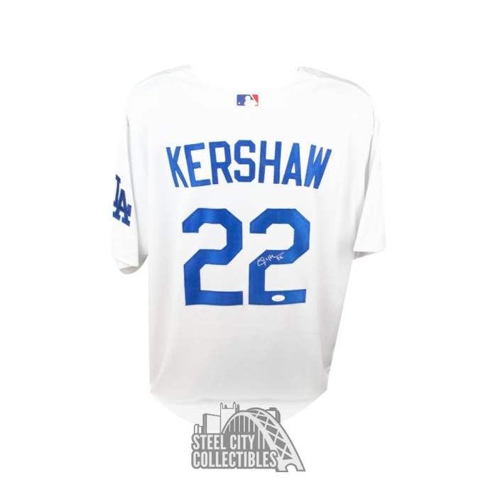 Dodgers Clayton Kershaw Authentic Signed White Nike Jersey JSA Witness