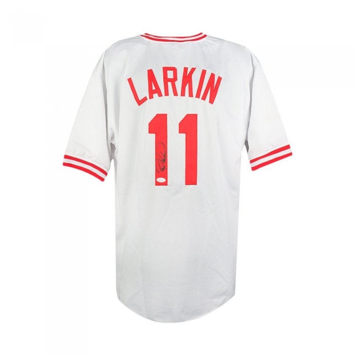 Barry Larkin Signed Cincinnati Reds Custom Jersey (JSA Witness COA)