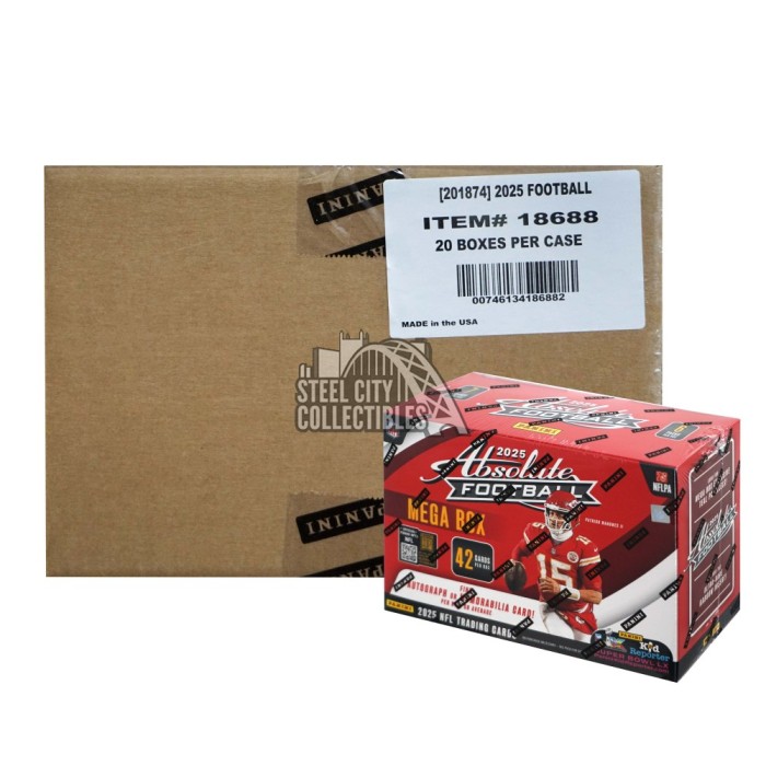2025 Panini Absolute Football Hobby Mega 20-Box Case | Steel City