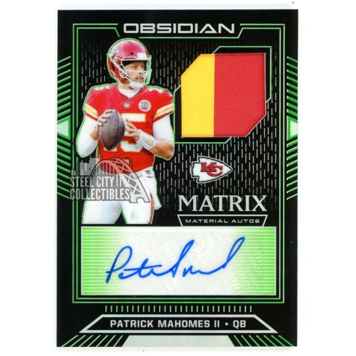 Patrick Mahomes 2019 Panini Obsidian Matrix Material Autograph
