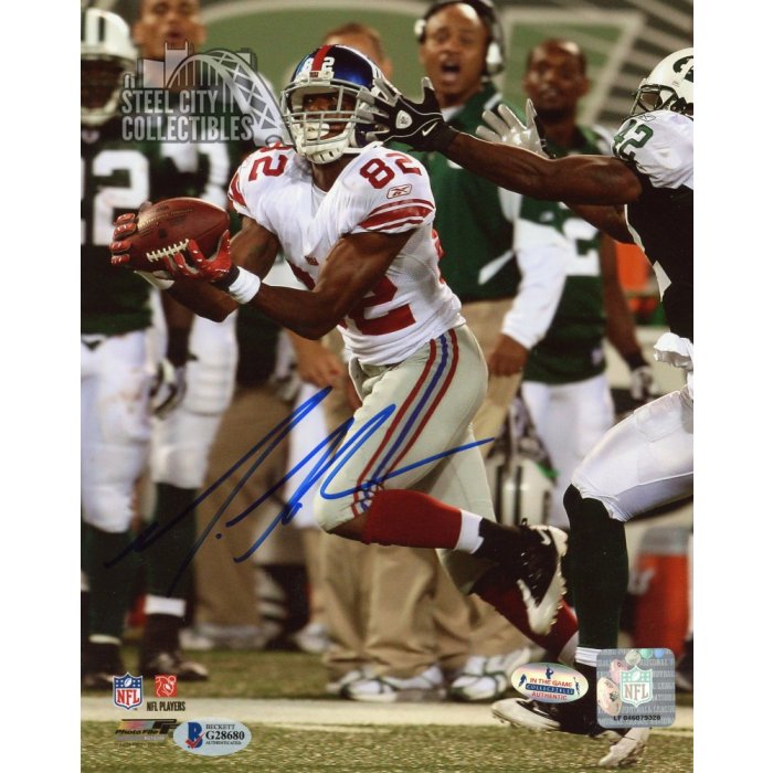Mario Manningham Autographed New York Giants 8x10 Photo BAS COA