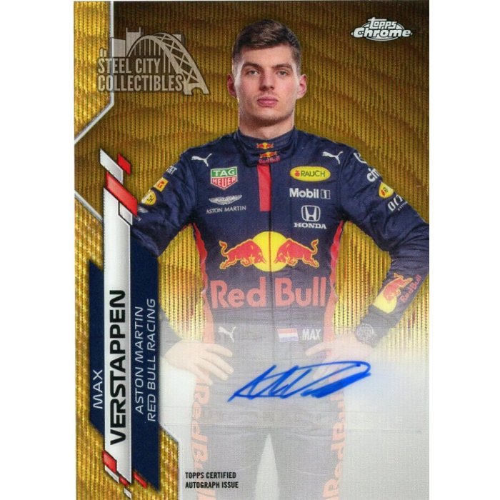 2020 Topps Chrome Formula 1 F1 Max Verstappen Gold Wave Refractor Auto
