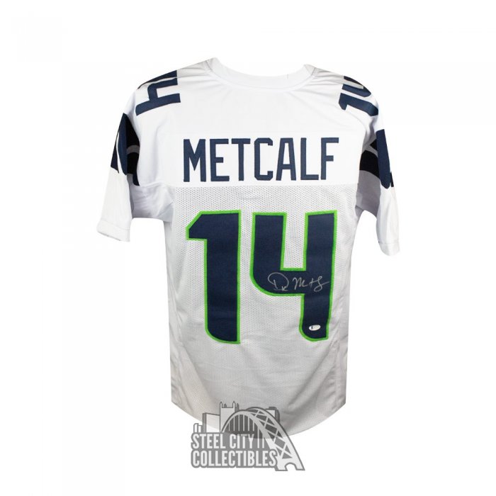 Seahawks Dk White Metcalf Jersey DK Metcalf Autographed Seattle Custom  White Football Jersey BAS