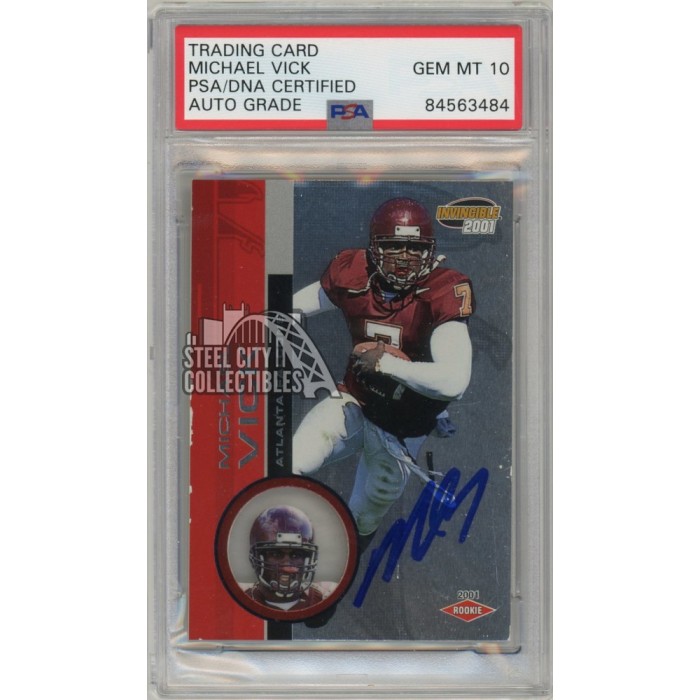 Michael Vick 2001 Pacific Invincible Autograph Rookie Card 254 PSA/DNA