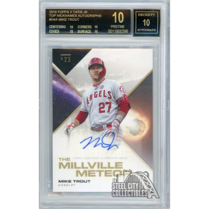 Mike Trout 2019 Topps x Tatis Top Nicknames Autographs BGS 10 Black