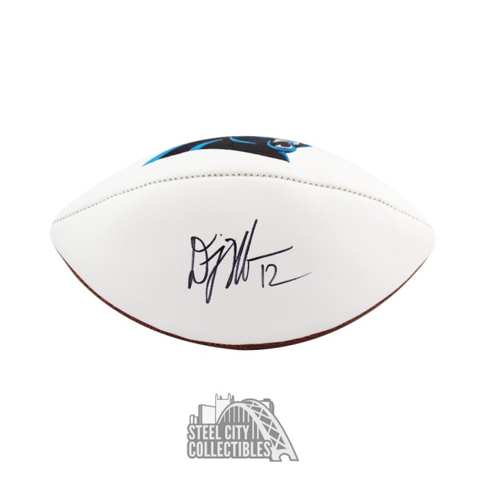 D.J. Moore Carolina Panthers Autographed 16" X 20" Blue Jersey Catch Photograph