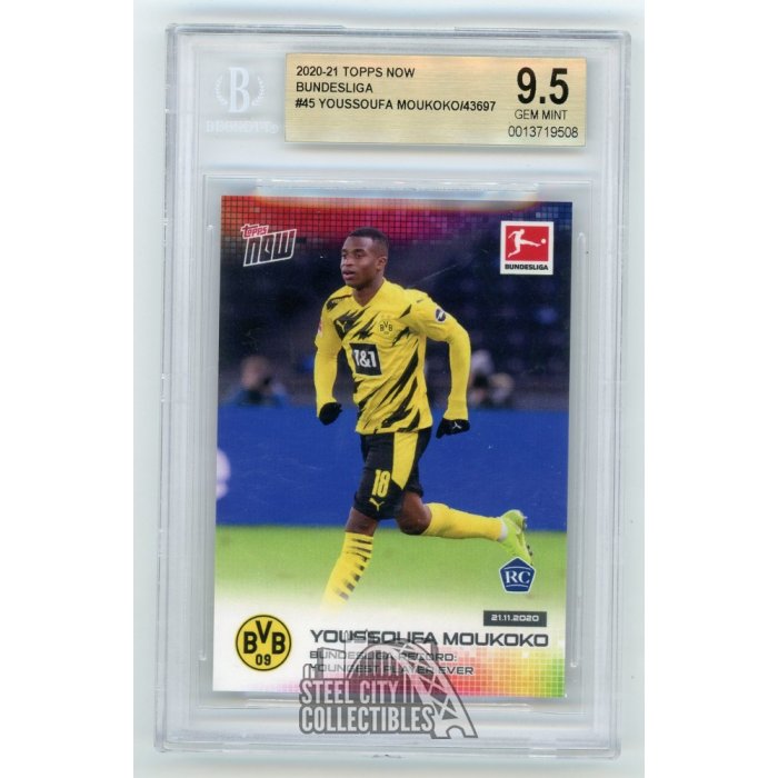 Youssoufa Moukoko 2020-21 Topps Now Bundesliga Rookie Card #45 - BGS 9.5  Gem Mint