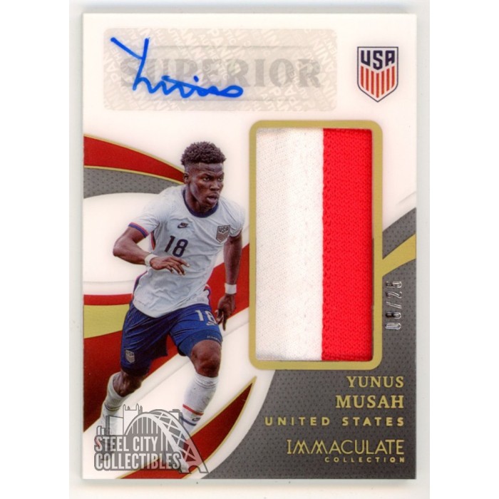 Yunus Musah 2021 Immaculate USA Superior Autograph Patch Card 08 